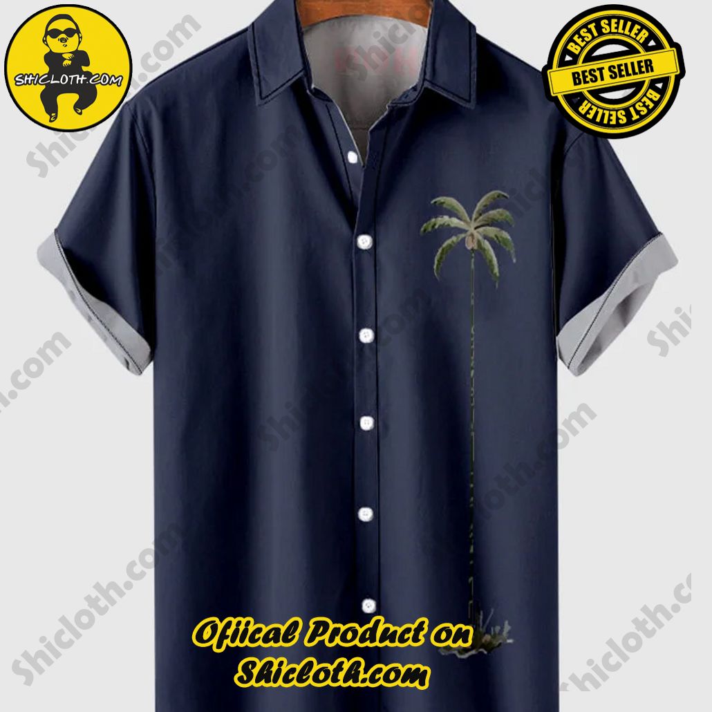Shicloth's Tropical Elegance: Embrace Summer Vibes with Our Hawaiian Shirt and Shorts Set 60 Retro Coconut Element Palms Print Trendy Loose Short Sleeve Shirt