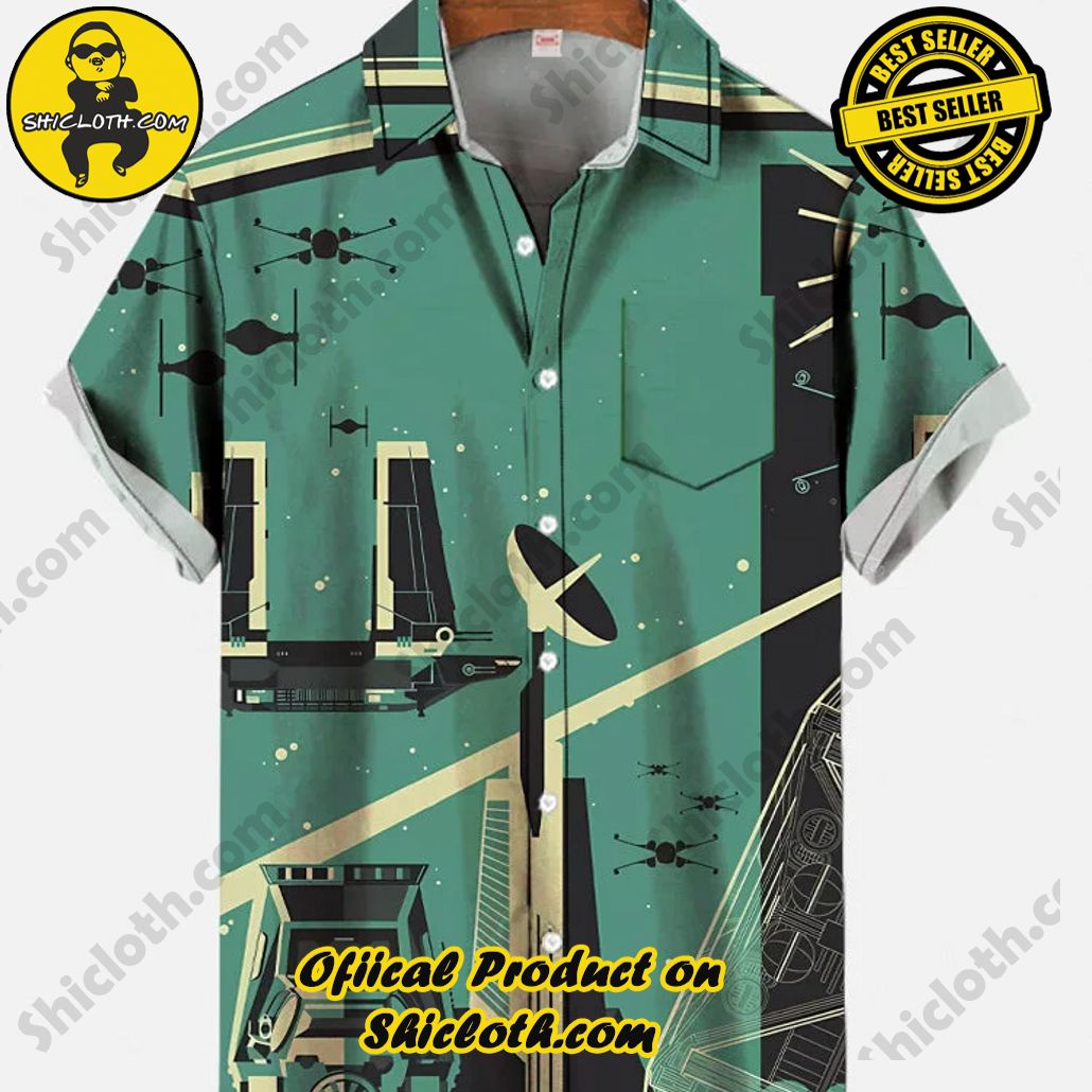 Bare the Breeze: Shiclothshop's Short Sleeve Shirts Unveiled 150 Retro Comic Style Space War Signal Station And Spaceship Printing Breast Pocket Short Sleeve Shirt
