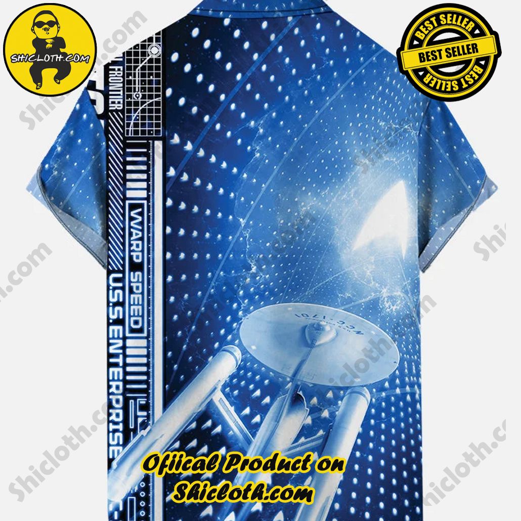 Retro Gradient Blue Poster Sci-Fi Interstellar Travel Spaceship Printing Breast Pocket Short Sleeve Shirt Retro Gradient Blue Poster Sci-Fi Interstellar Travel Spaceship Printing Breast Pocket Short Sleeve Shirt