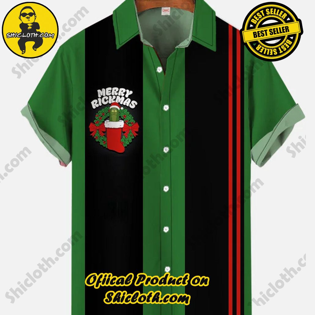 Bare the Breeze: Shiclothshop's Short Sleeve Shirts Unveiled 63 Retro Green And Black Stitching Christmas Sock Monster Printing Short Sleeve Shirt