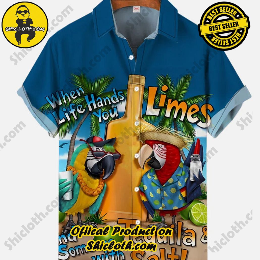 Shicloth's Tropical Elegance: Embrace Summer Vibes with Our Hawaiian Shirt and Shorts Set 61 Retro Hawaiian Tiki Bar Parrot Club Printing Short Sleeve Shirt