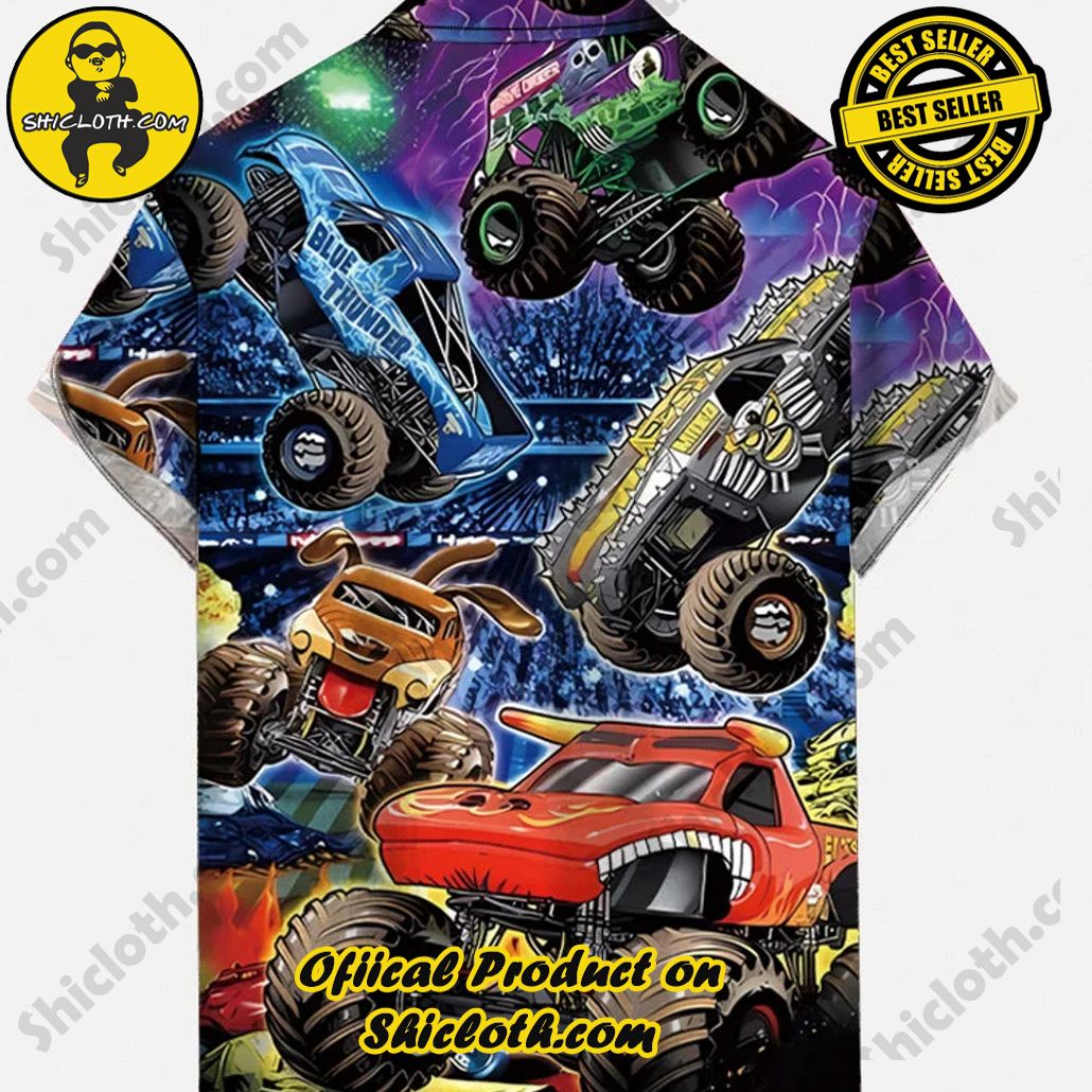 Retro Psychedelic Monster Truck Party Printing Short Sleeve Shirt Retro Psychedelic Monster Truck Party Printing Short Sleeve Shirt