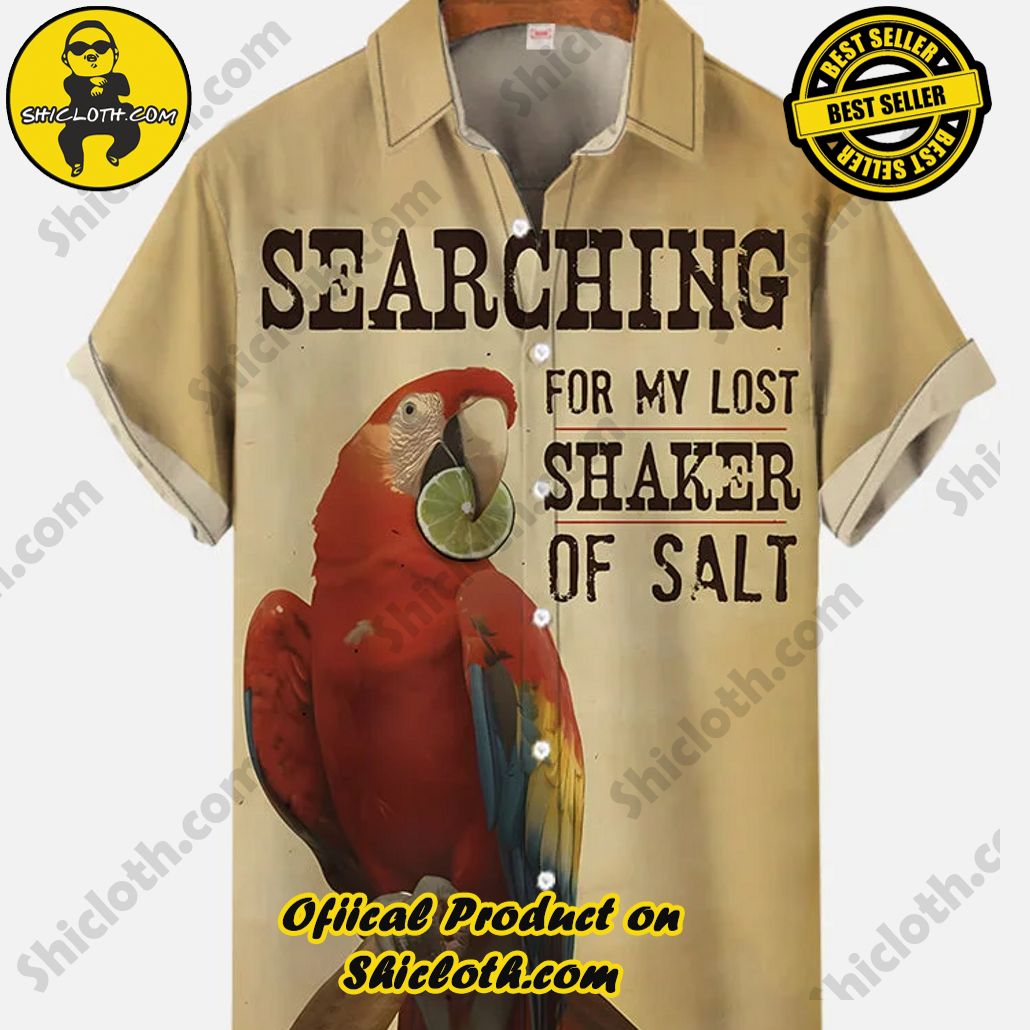 Bare the Breeze: Shiclothshop's Short Sleeve Shirts Unveiled 73 Searching For My Lost Shaker Of Salt Vintage Parrot Poster Printing Short Sleeve Shirt