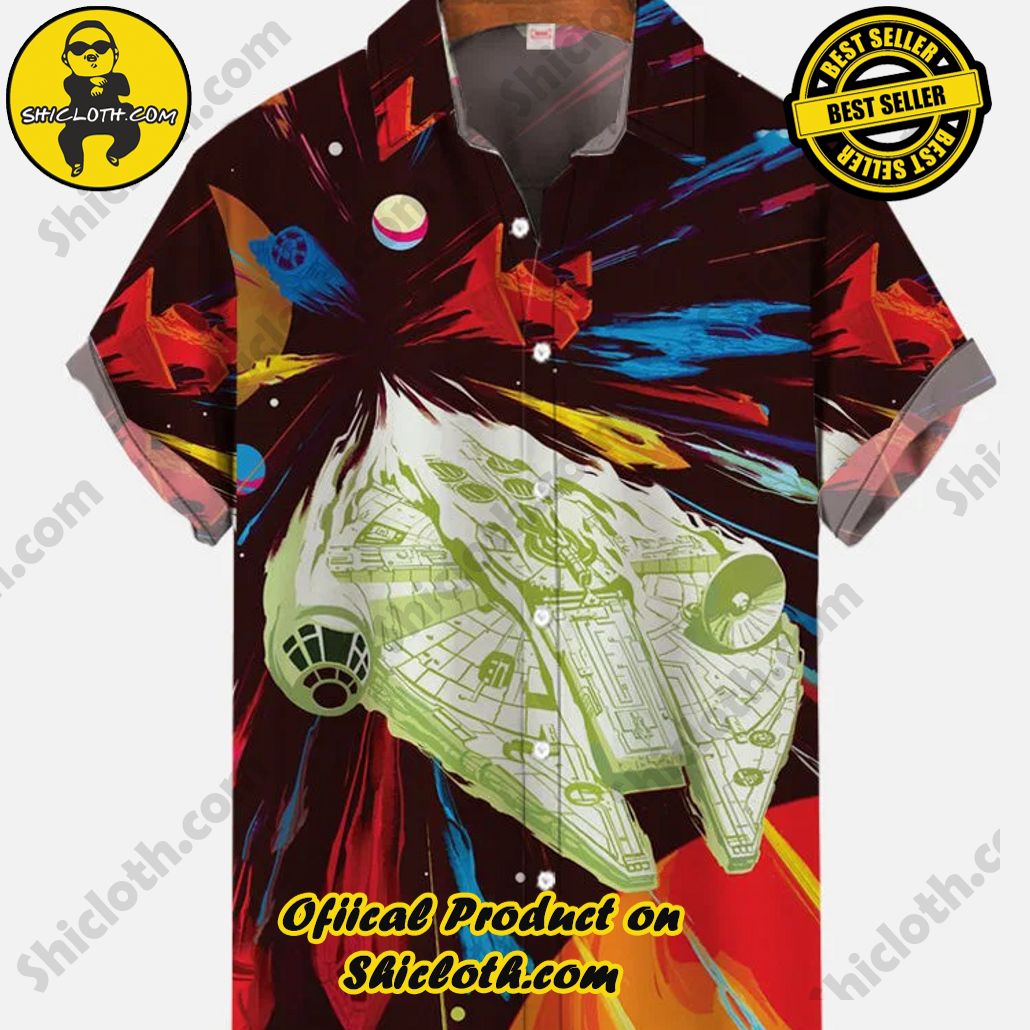 Speed Spaceship And Stars Galaxy Painting Printing Short Sleeve Shirt Speed Spaceship And Stars Galaxy Painting Printing Short Sleeve Shirt