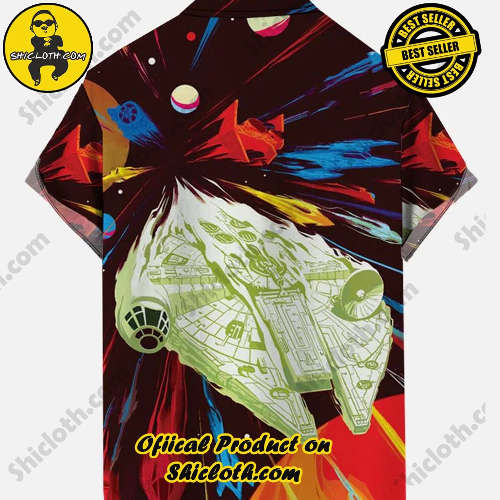 Speed Spaceship And Stars Galaxy Painting Printing Short Sleeve Shirt Speed Spaceship And Stars Galaxy Painting Printing Short Sleeve Shirt