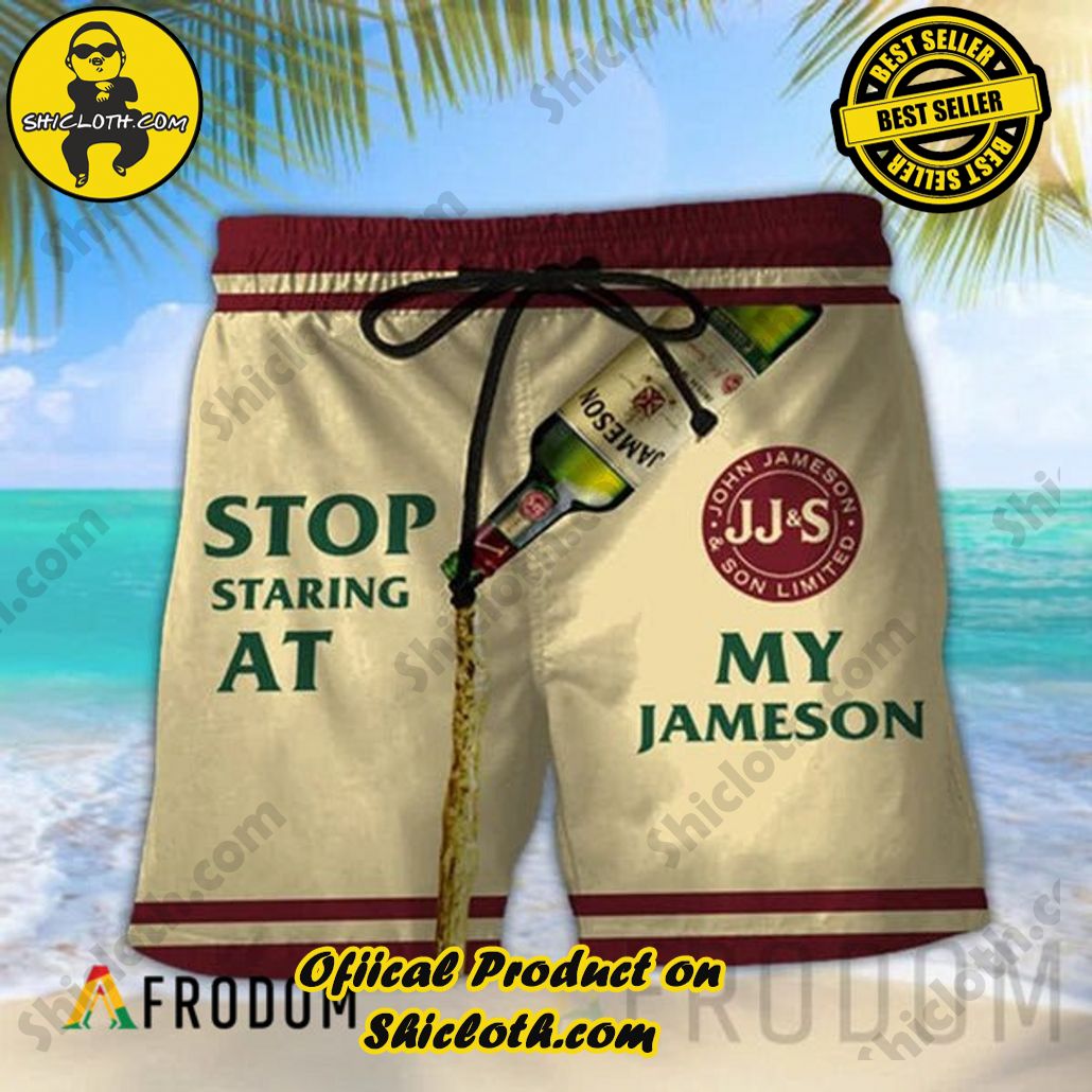 Shicloth's Island Chic: Unleash the Summer Spirit with Our Hawaiian Shirt and Shorts Ensemble 63 Stop Staring At My Jameson Whiskey Hawaiian Shorts