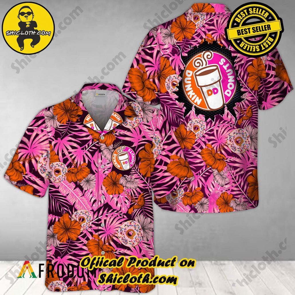 Shicloth's Island Chic: Unleash the Summer Spirit with Our Hawaiian Shirt and Shorts Ensemble 67 Summer Aloha Floral Dunkin’ Donuts Hawaiian Shirt