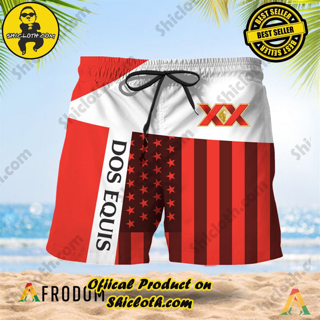 Shicloth's Island Chic: Unleash the Summer Spirit with Our Hawaiian Shirt and Shorts Ensemble 88 Summer American Flag Patch Dos Equis Hawaiian Shorts