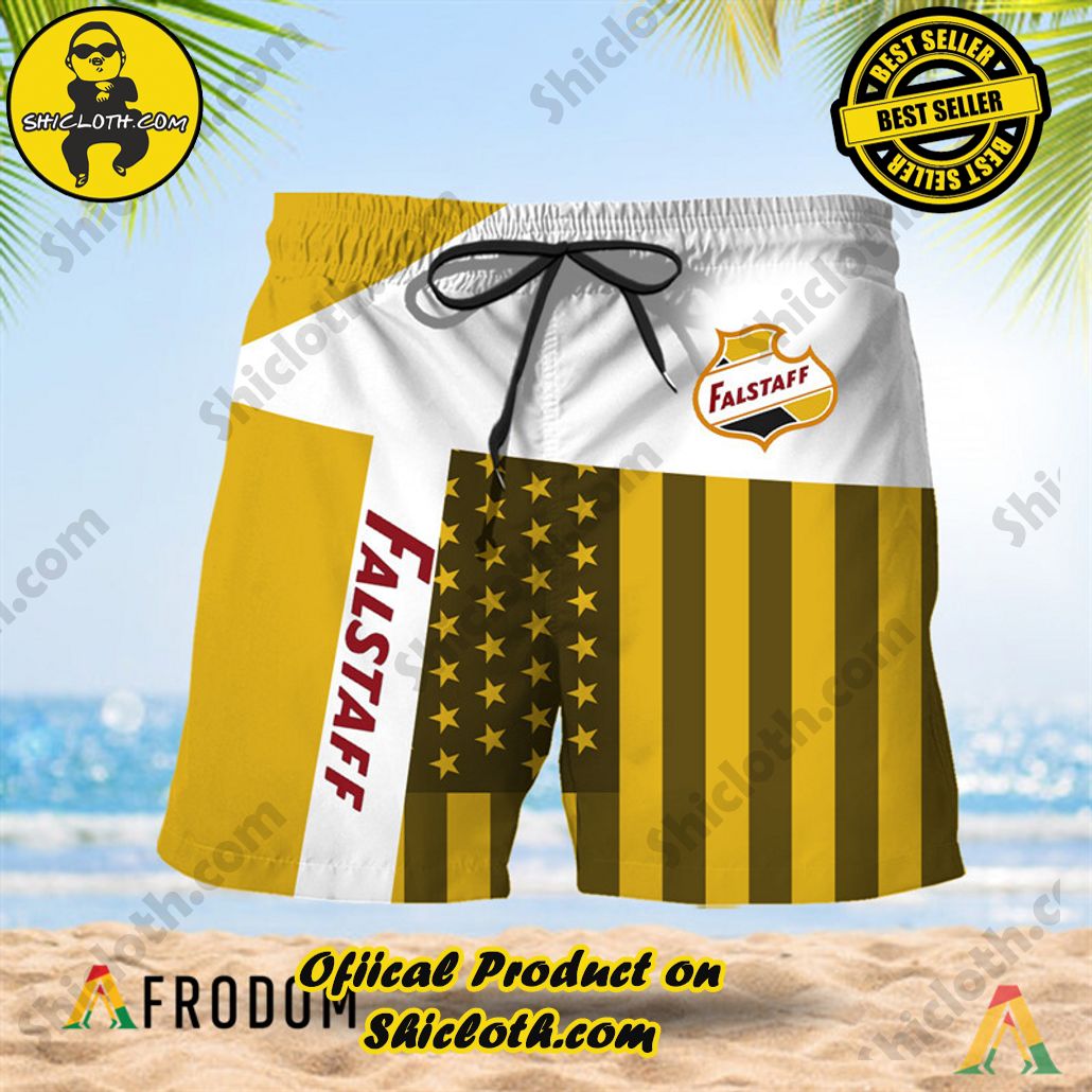 Shicloth's Island Chic: Unleash the Summer Spirit with Our Hawaiian Shirt and Shorts Ensemble 91 Summer American Flag Patch Falstaff Beer Hawaiian Shorts