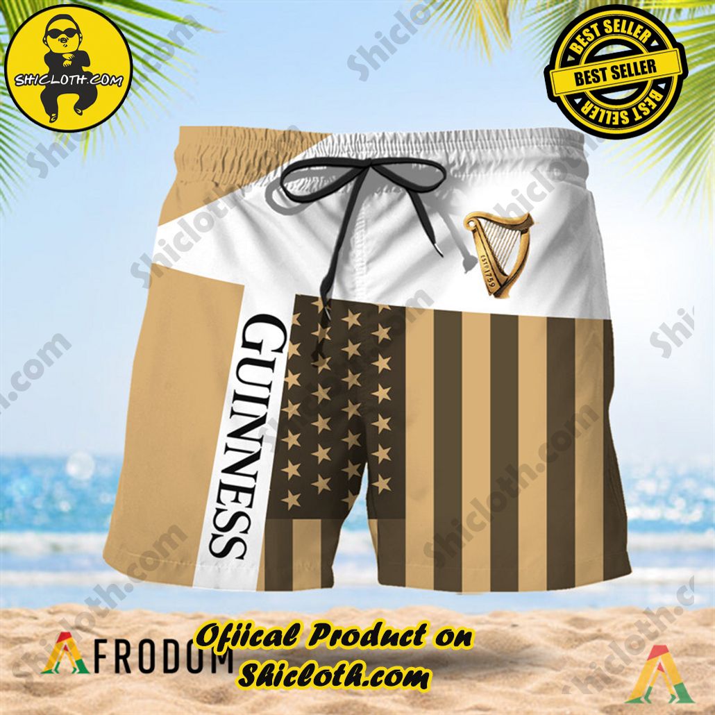 Shicloth's Island Chic: Unleash the Summer Spirit with Our Hawaiian Shirt and Shorts Ensemble 93 Summer American Flag Patch Guinness Beer Hawaiian Shorts