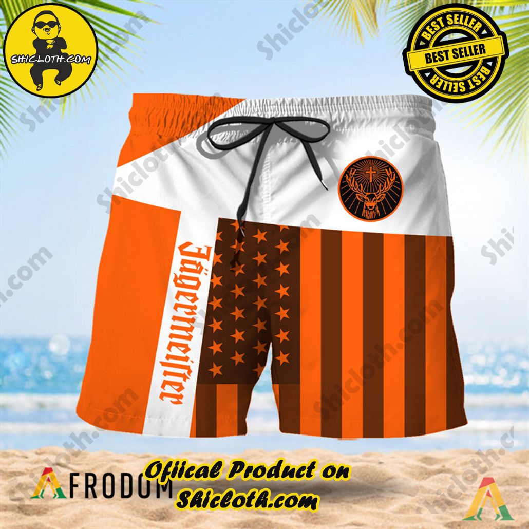 Shicloth's Island Chic: Unleash the Summer Spirit with Our Hawaiian Shirt and Shorts Ensemble 95 Summer American Flag Patch Jagermeister Hawaiian Shorts