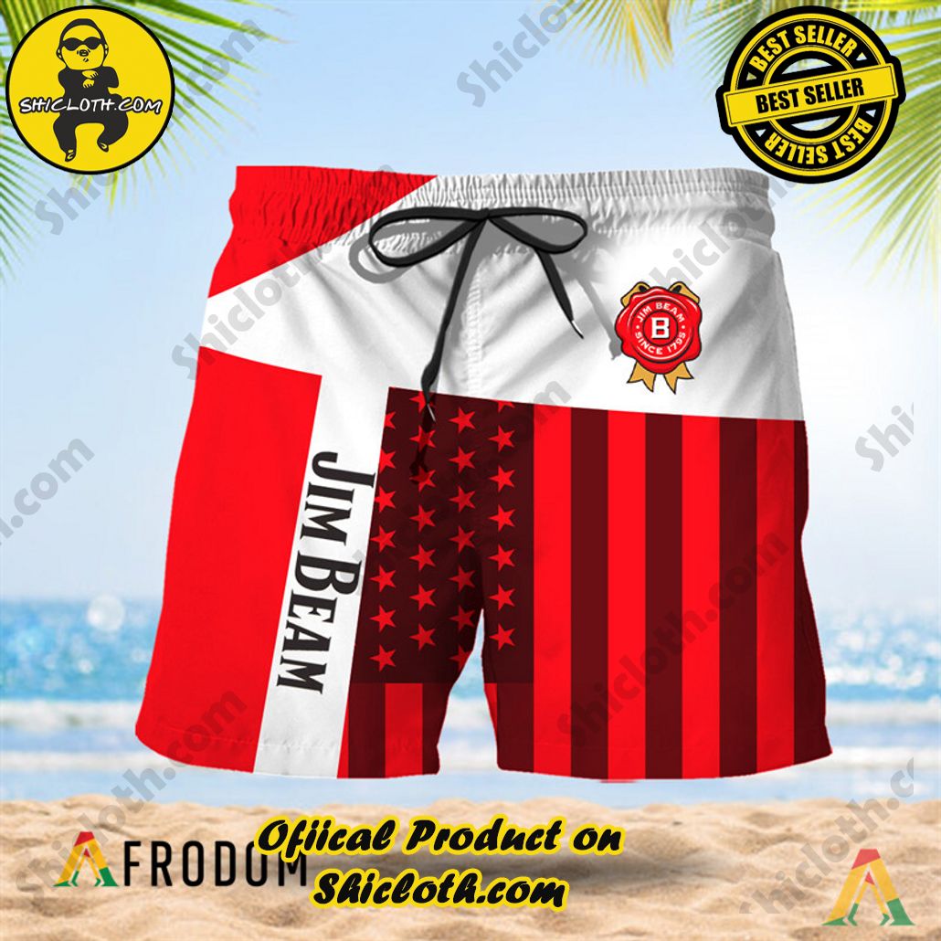 Shicloth's Island Chic: Unleash the Summer Spirit with Our Hawaiian Shirt and Shorts Ensemble 97 Summer American Flag Patch Jim Beam Hawaiian Shorts