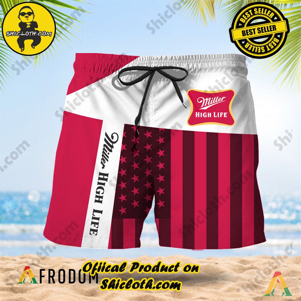 Shicloth's Island Chic: Unleash the Summer Spirit with Our Hawaiian Shirt and Shorts Ensemble 102 Summer American Flag Patch Miller High Life Hawaiian Shorts
