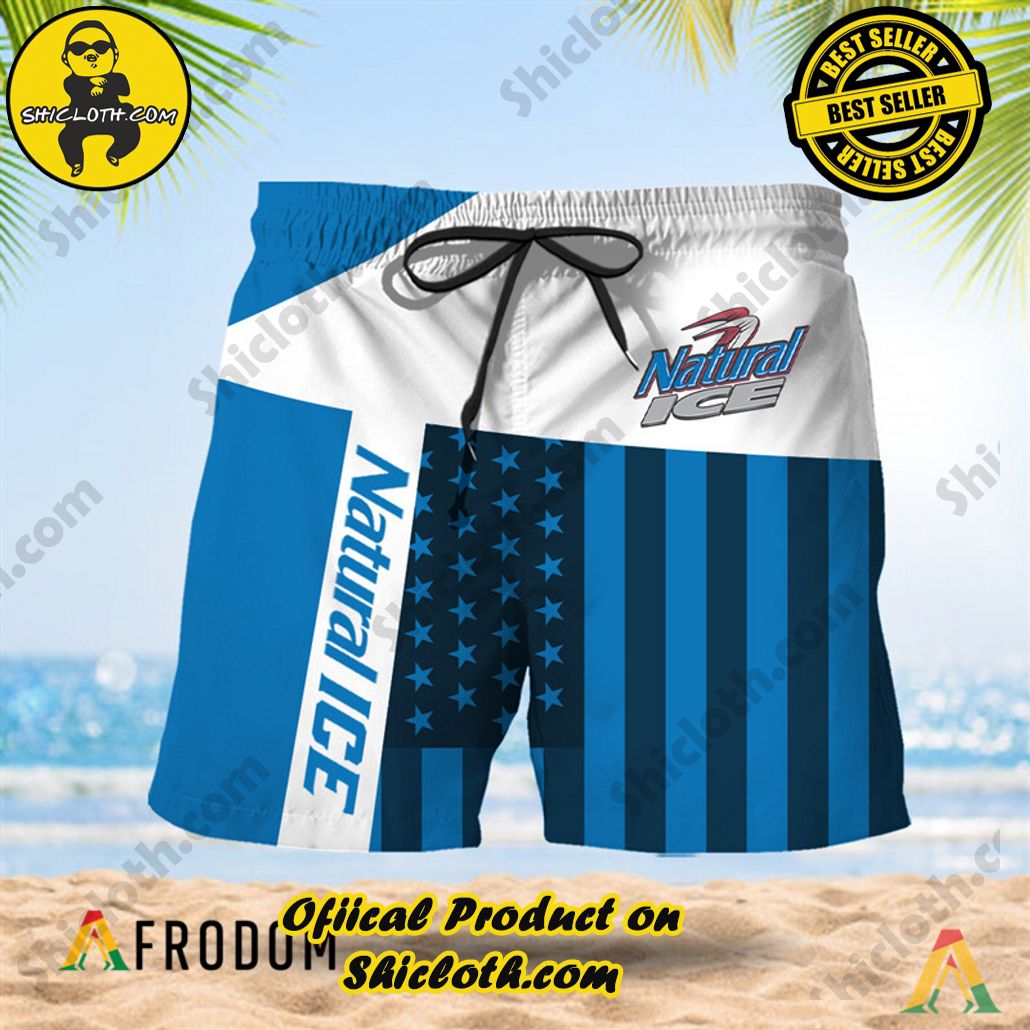 Shicloth's Island Chic: Unleash the Summer Spirit with Our Hawaiian Shirt and Shorts Ensemble 104 Summer American Flag Patch Natural Ice Hawaiian Shorts