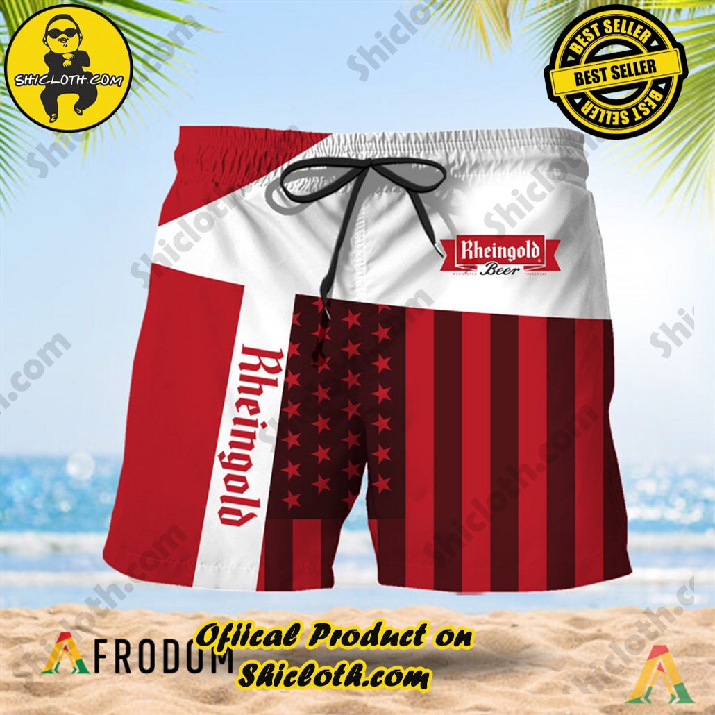Shicloth's Island Chic: Unleash the Summer Spirit with Our Hawaiian Shirt and Shorts Ensemble 107 Summer American Flag Patch Rheingold Beer Hawaiian Shorts