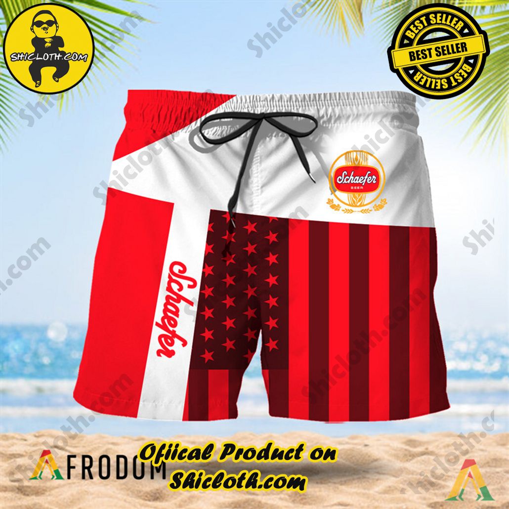 Shicloth's Island Chic: Unleash the Summer Spirit with Our Hawaiian Shirt and Shorts Ensemble 108 Summer American Flag Patch Schaefer Beer Hawaiian Shorts