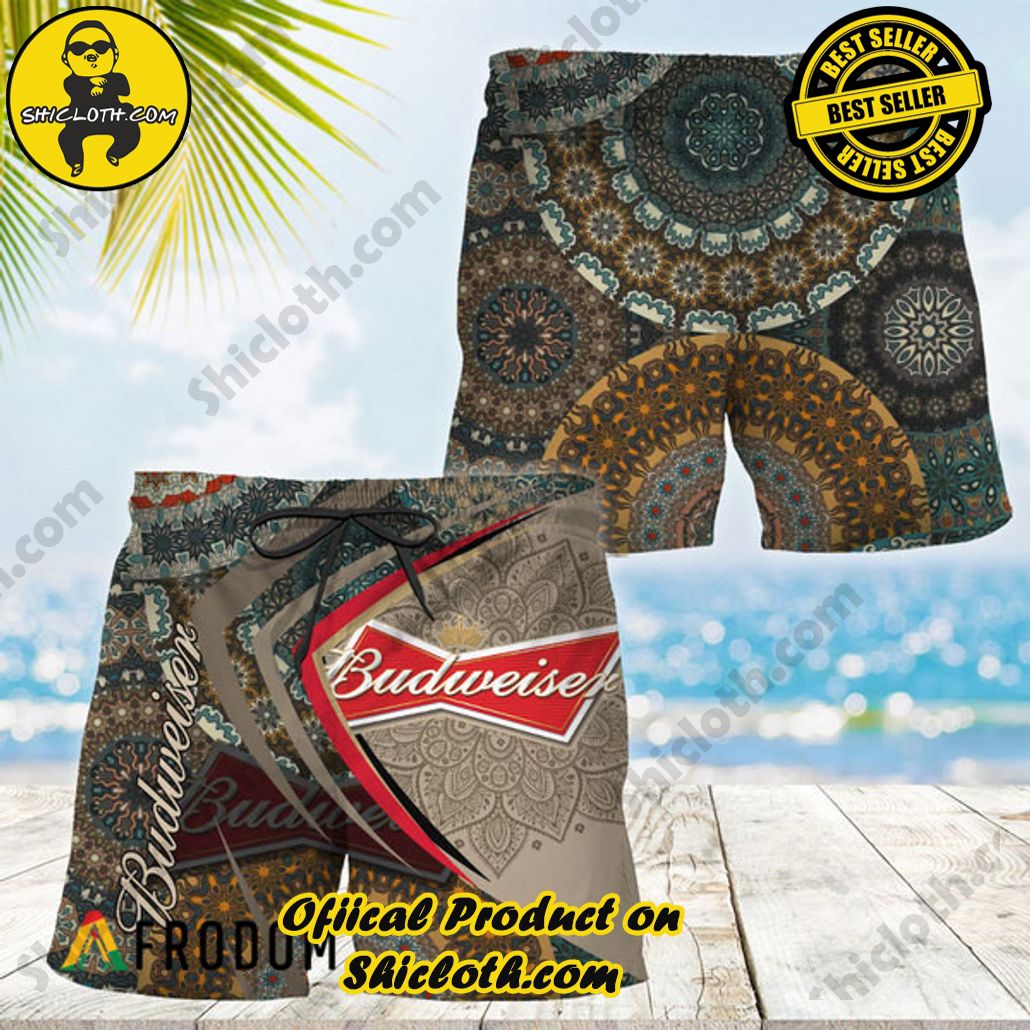 Shicloth's Island Chic: Unleash the Summer Spirit with Our Hawaiian Shirt and Shorts Ensemble 112 Summer Boho Mandala Budweiser Hawaiian Shorts