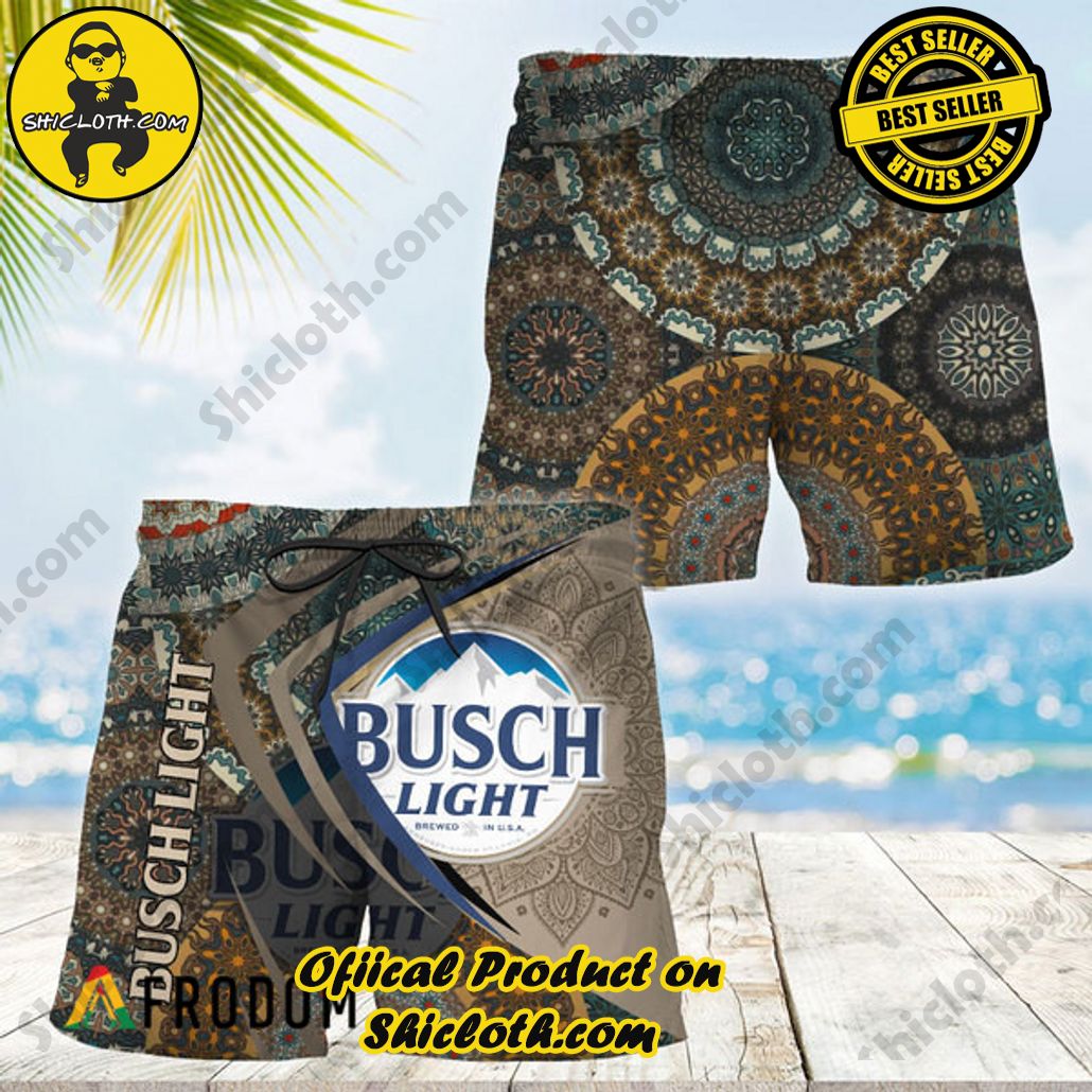 Shicloth's Island Chic: Unleash the Summer Spirit with Our Hawaiian Shirt and Shorts Ensemble 113 Summer Boho Mandala Busch Light Hawaiian Shorts
