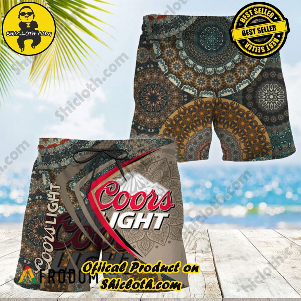 Shicloth's Island Chic: Unleash the Summer Spirit with Our Hawaiian Shirt and Shorts Ensemble 116 Summer Boho Mandala Coors Light Hawaiian Shorts