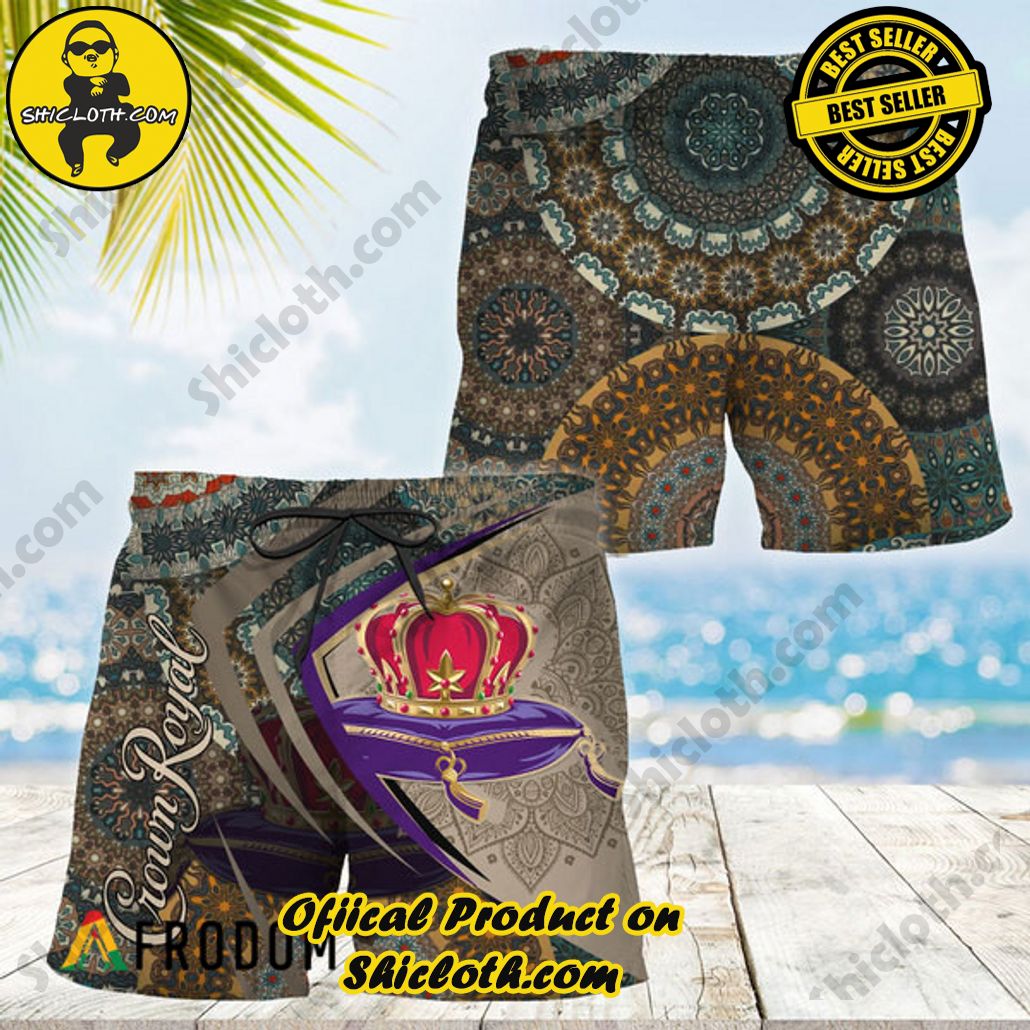 Shicloth's Island Chic: Unleash the Summer Spirit with Our Hawaiian Shirt and Shorts Ensemble 118 Summer Boho Mandala Crown Royal Hawaiian Shorts