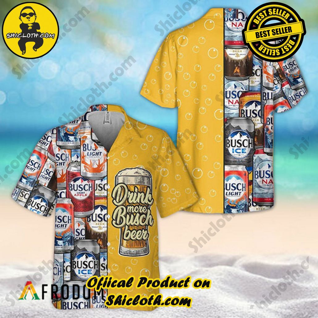 Shicloth's Island Chic: Unleash the Summer Spirit with Our Hawaiian Shirt and Shorts Ensemble 123 Summer Drink More Busch Light Beer Hawaiian Shirt