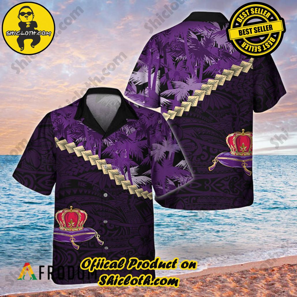 Shicloth's Island Chic: Unleash the Summer Spirit with Our Hawaiian Shirt and Shorts Ensemble 129 Summer Palm Tree Blend Polynesian Crown Royal Hawaiian Shirt