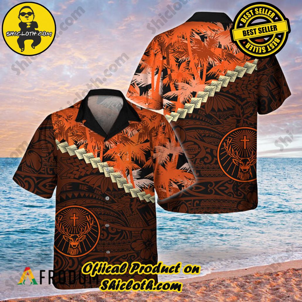 Shicloth's Island Chic: Unleash the Summer Spirit with Our Hawaiian Shirt and Shorts Ensemble 130 Summer Palm Tree Blend Polynesian Jagermeister Hawaiian Shirt
