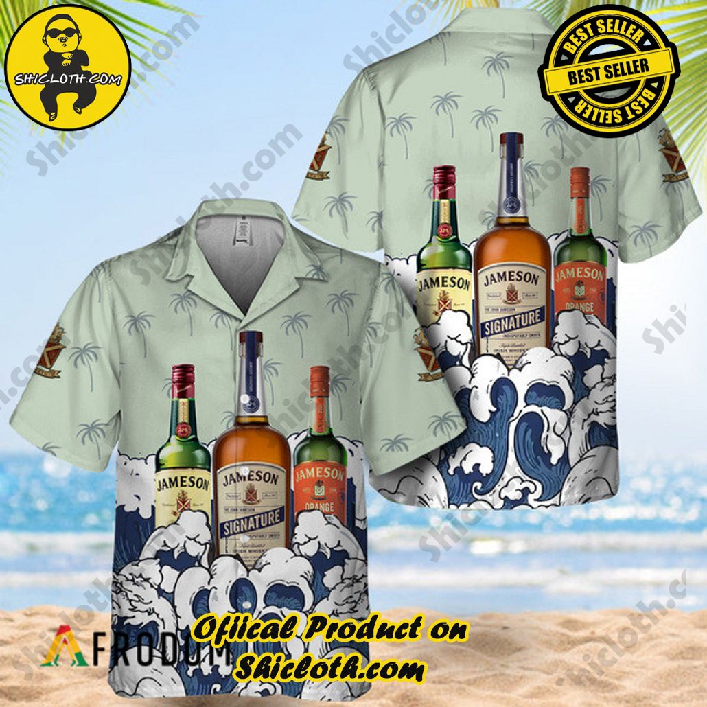 Shicloth's Island Chic: Unleash the Summer Spirit with Our Hawaiian Shirt and Shorts Ensemble 140 Summer Waves Jameson Whiskey Hawaiian Shirt