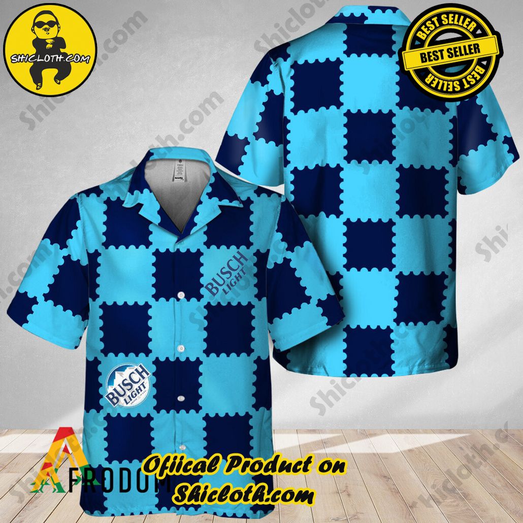 Shicloth's Island Chic: Unleash the Summer Spirit with Our Hawaiian Shirt and Shorts Ensemble 145 Trendy Gingham Busch Light Hawaiian Shirt