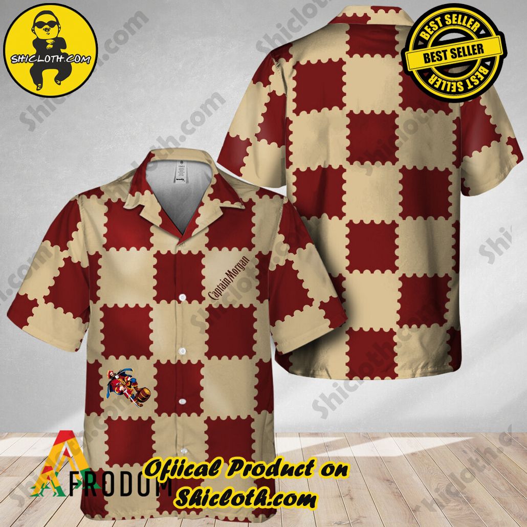 Shicloth's Island Chic: Unleash the Summer Spirit with Our Hawaiian Shirt and Shorts Ensemble 146 Trendy Gingham Captain Morgan Hawaiian Shirt