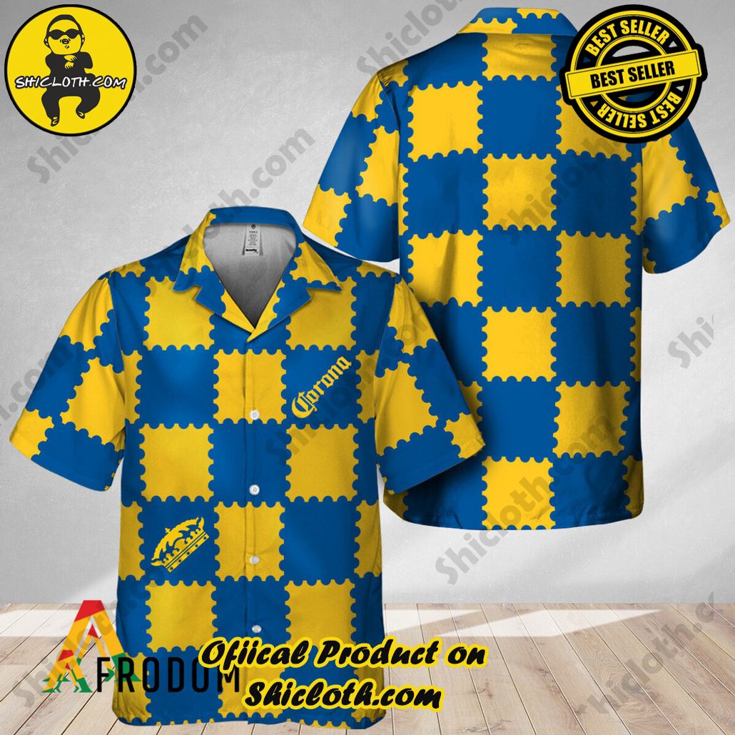 Shicloth's Island Chic: Unleash the Summer Spirit with Our Hawaiian Shirt and Shorts Ensemble 147 Trendy Gingham Corona Extra Beer Hawaiian Shirt
