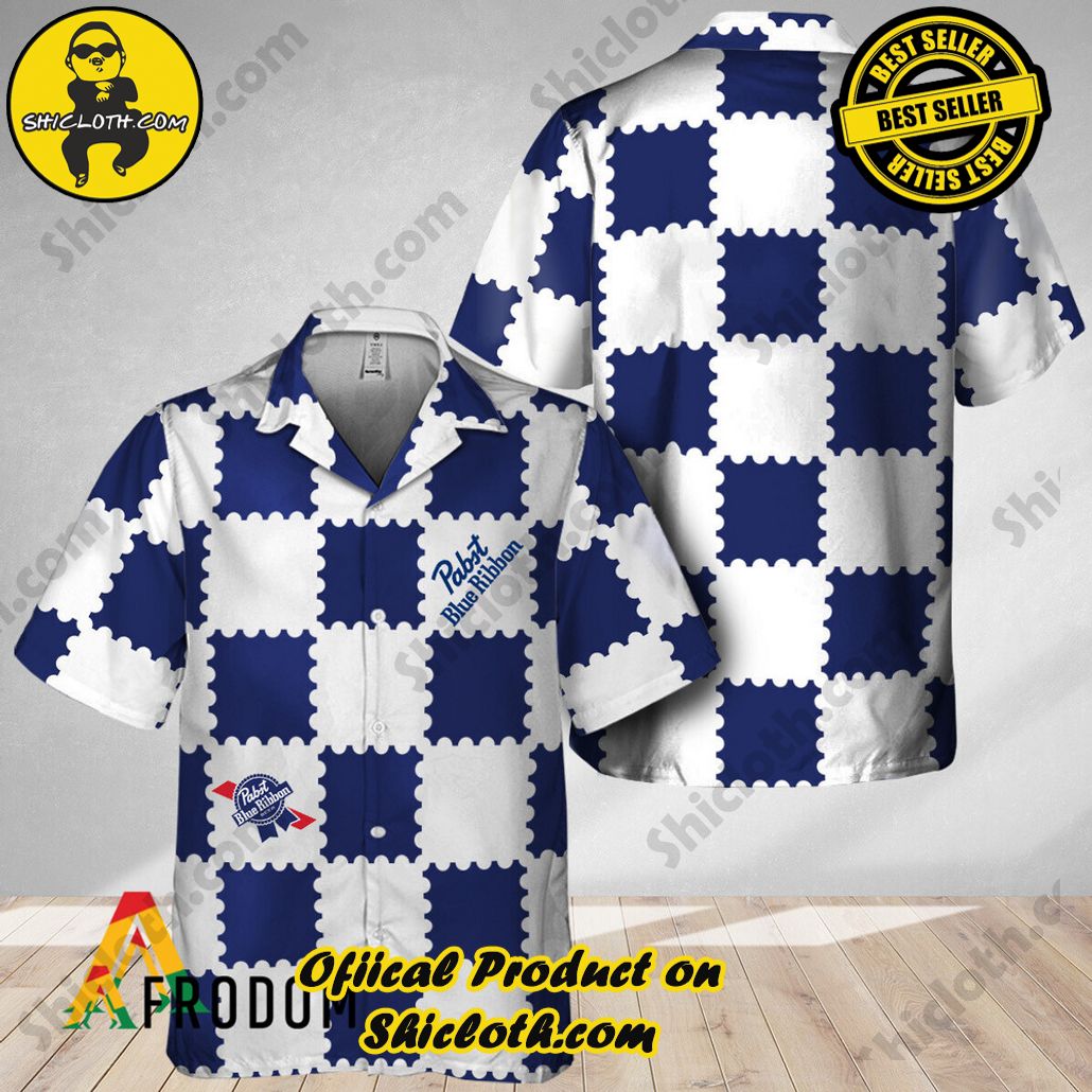Shicloth's Island Chic: Unleash the Summer Spirit with Our Hawaiian Shirt and Shorts Ensemble 156 Trendy Gingham Pabst Blue Ribbon Hawaiian Shirt