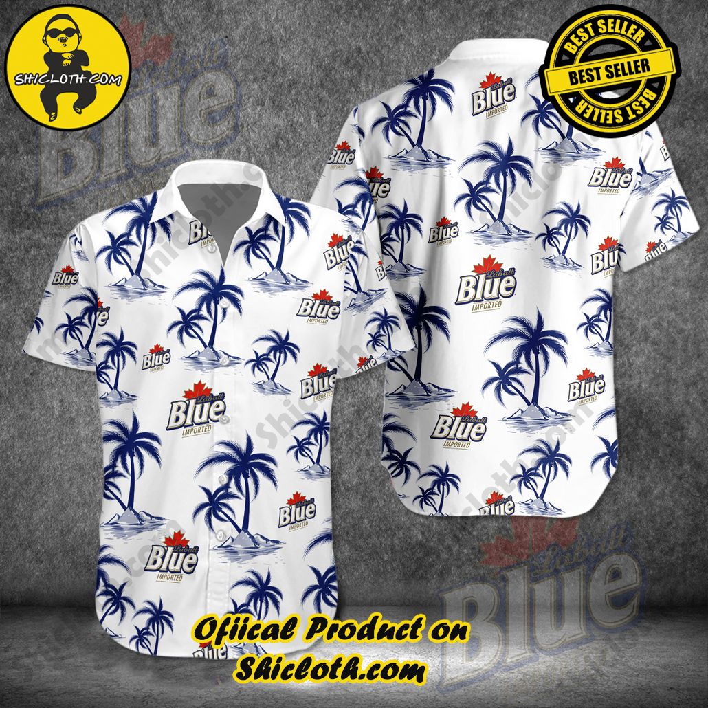 Stay Cool and Stylish: Shicloth's Tropical Button Shirt Collection 89 Tropical Labatt Blue Button Shirt