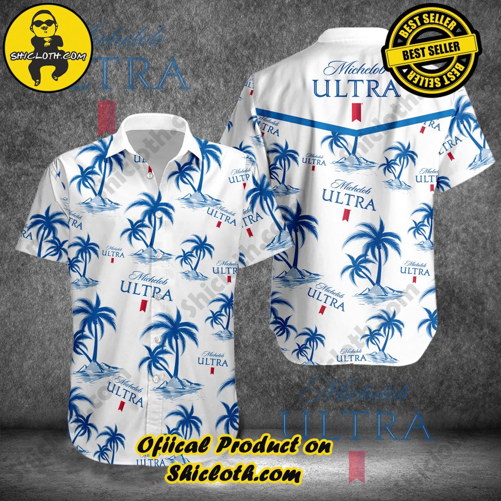 Experience Paradise: Shicloth's Tropical Flower Hawaiian Shorts 54 Tropical Michelob Ultra Button Shirt