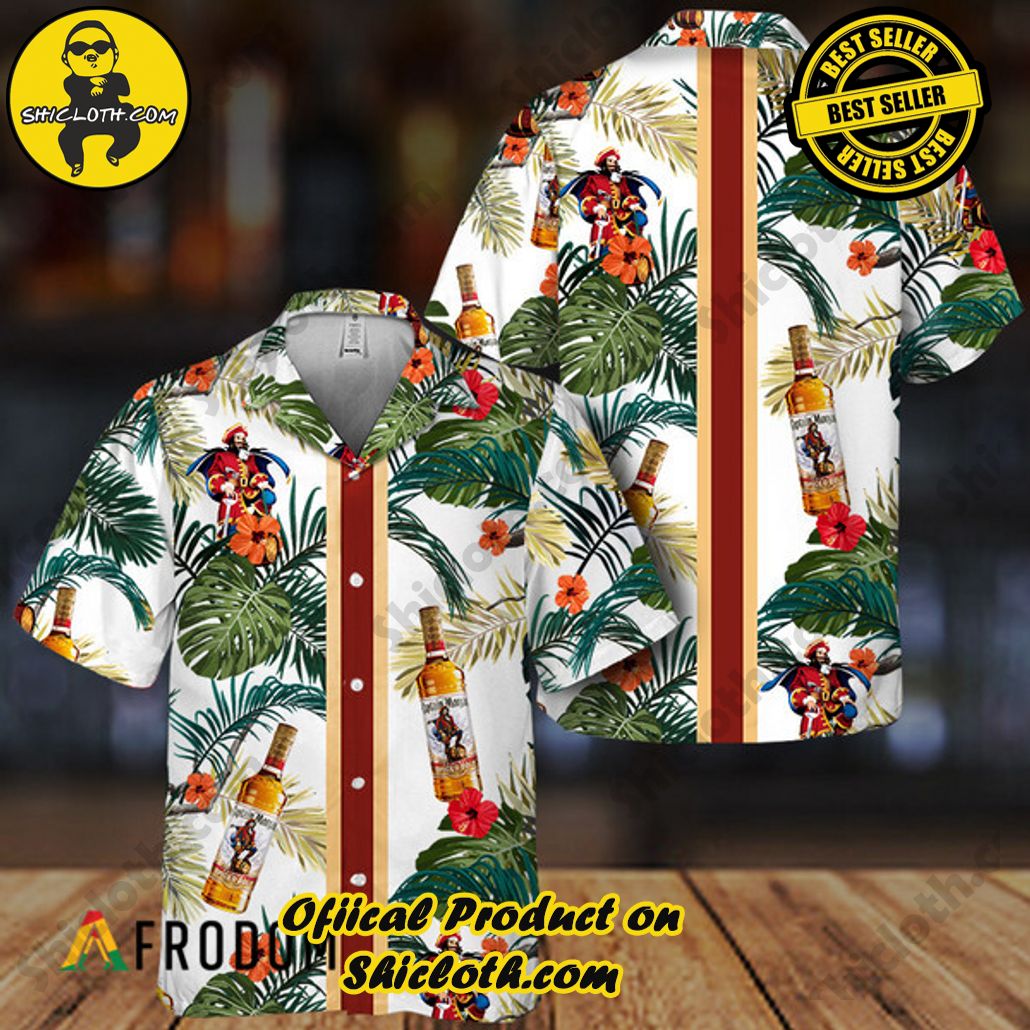 Shicloth's Island Chic: Unleash the Summer Spirit with Our Hawaiian Shirt and Shorts Ensemble 177 Tropical Summer Flowers Captain Morgan Hawaiian Shirt
