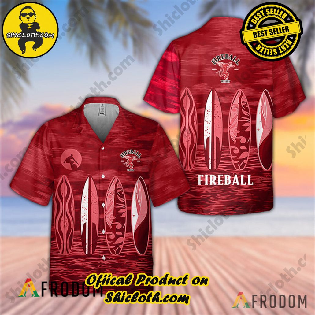 Shicloth's Island Chic: Unleash the Summer Spirit with Our Hawaiian Shirt and Shorts Ensemble 183 Tropical Surfboard Fireball Whisky Hawaiian Shirt
