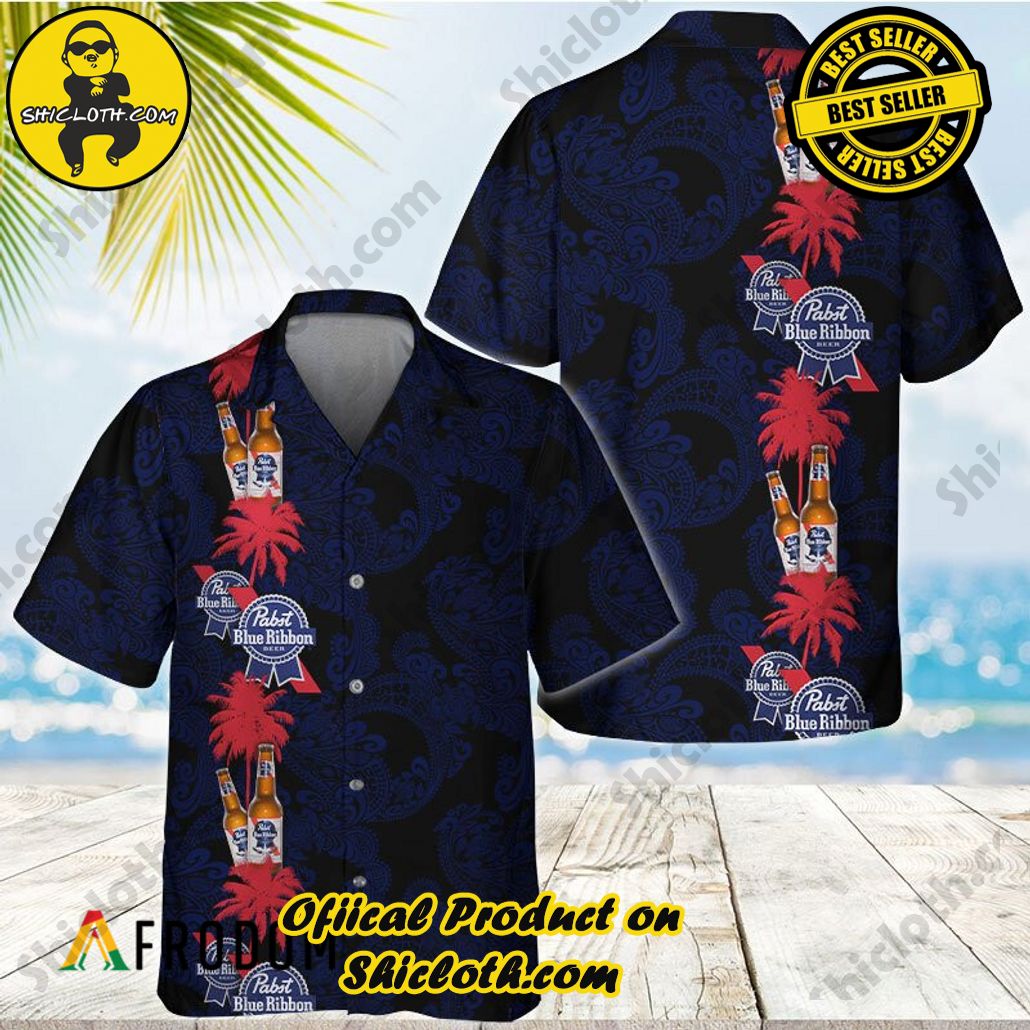 Shicloth's Island Chic: Unleash the Summer Spirit with Our Hawaiian Shirt and Shorts Ensemble 184 Tropical Vibes Pabst Blue Ribbon Hawaiian Shirt