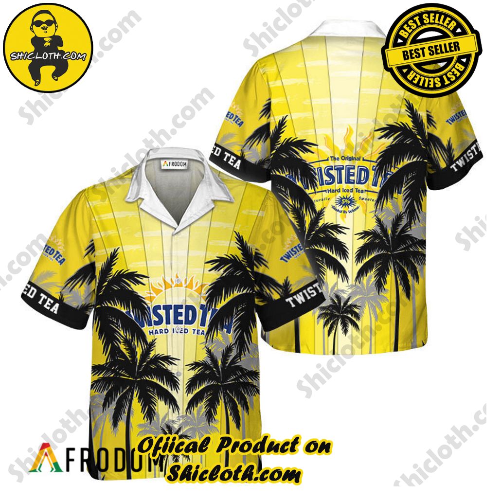 Shicloth's Island Chic: Unleash the Summer Spirit with Our Hawaiian Shirt and Shorts Ensemble 193 Twisted Tea Tropical Coconut Palms Hawaiian Shirt