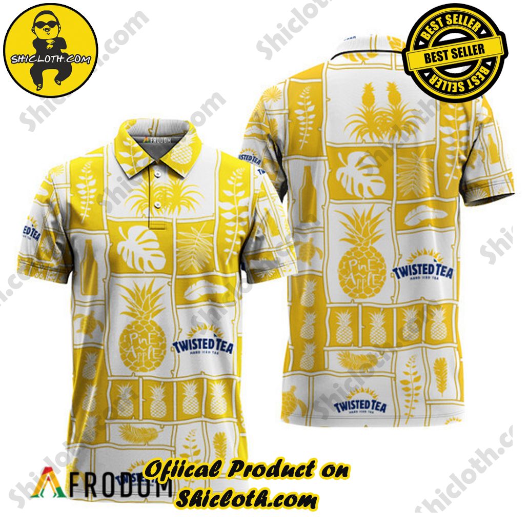 Shicloth's Island Chic: Unleash the Summer Spirit with Our Hawaiian Shirt and Shorts Ensemble 195 Twisted Tea Tropical Pineapple Hawaiian Polo Shirt