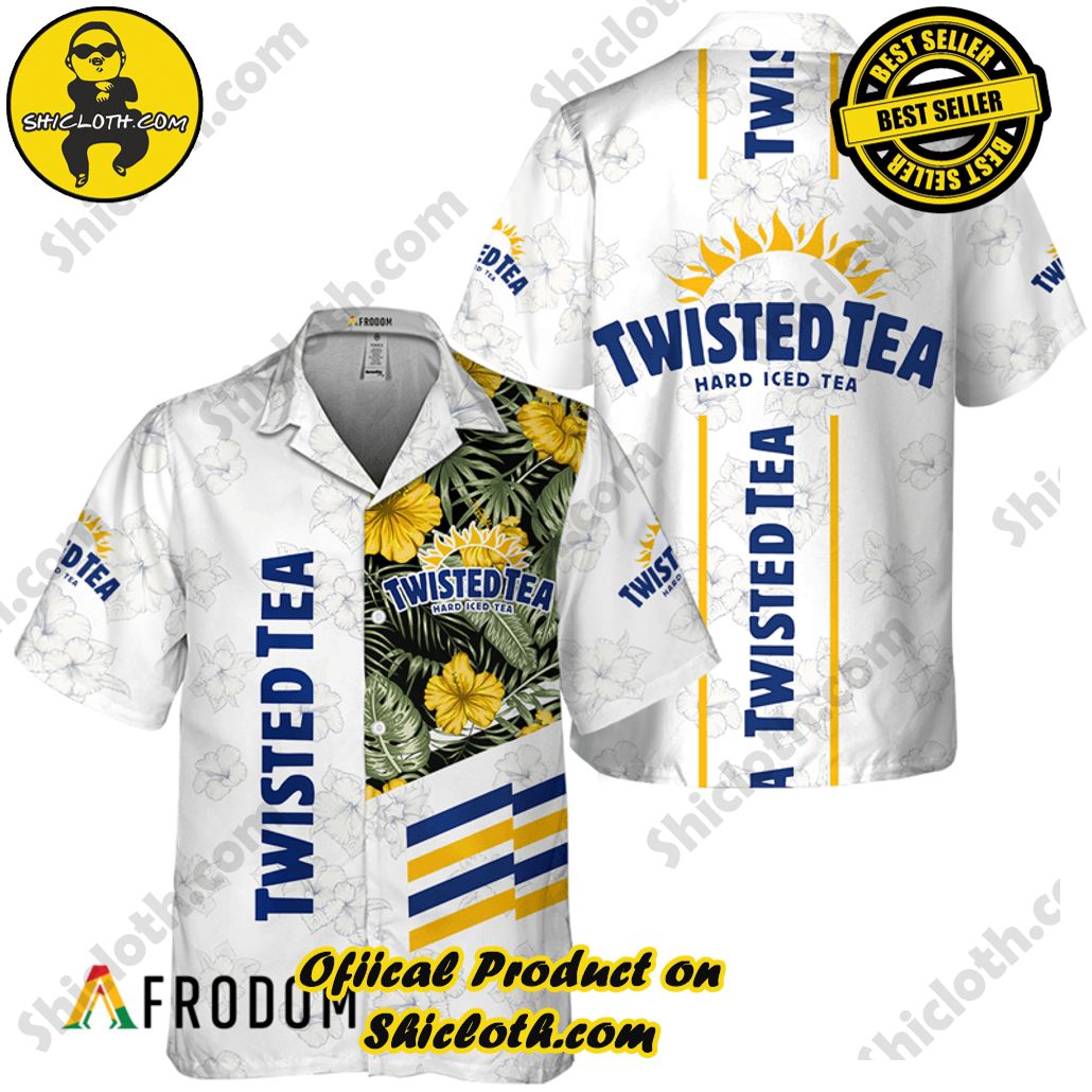Shicloth's Island Chic: Unleash the Summer Spirit with Our Hawaiian Shirt and Shorts Ensemble 197 Twisted Tea White Tropical Flower Hawaiian Shirt