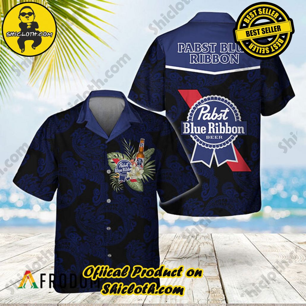 Shicloth's Island Chic: Unleash the Summer Spirit with Our Hawaiian Shirt and Shorts Ensemble 215 Unisex Polynesian Tribal Pabst Blue Ribbon Hawaiian Shirt