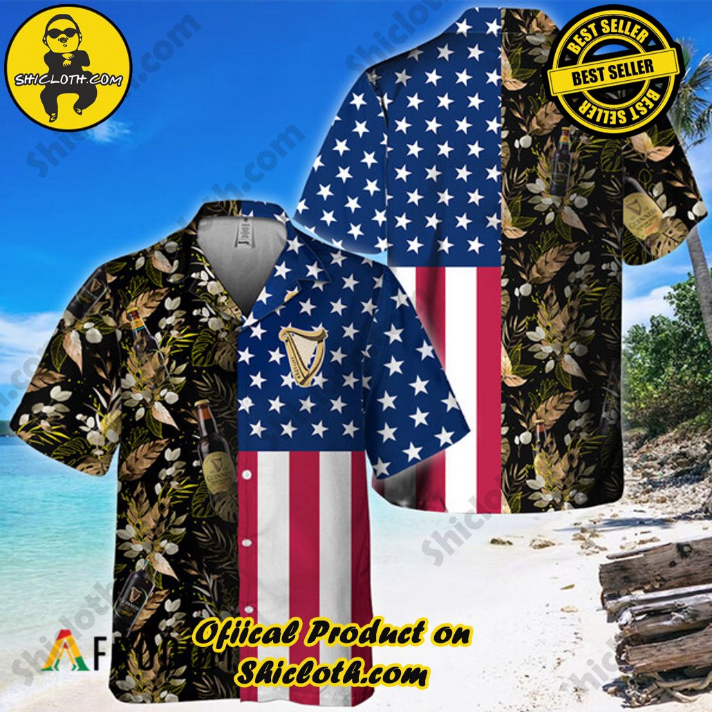 Shicloth's Island Chic: Unleash the Summer Spirit with Our Hawaiian Shirt and Shorts Ensemble 219 US Flag Guinness Beer Tropical Flowers Hawaiian Shirt