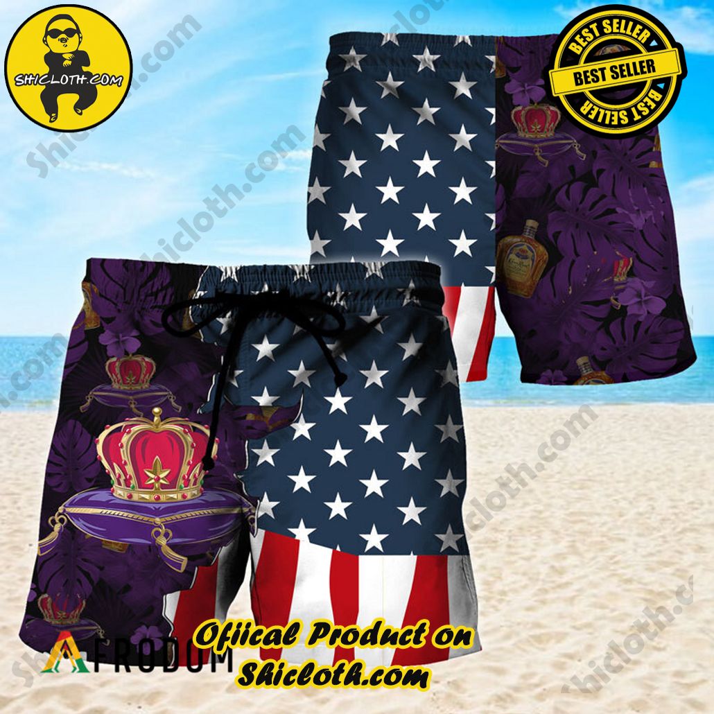 Shicloth's Island Chic: Unleash the Summer Spirit with Our Hawaiian Shirt and Shorts Ensemble 224 USA Tropical Flag Crown Royal Hawaiian Shorts