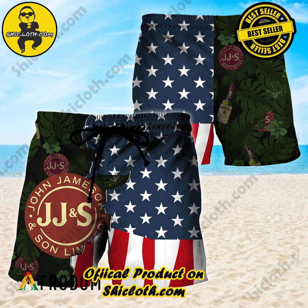 Shicloth's Island Chic: Unleash the Summer Spirit with Our Hawaiian Shirt and Shorts Ensemble 227 USA Tropical Flag Jameson Hawaiian Shorts