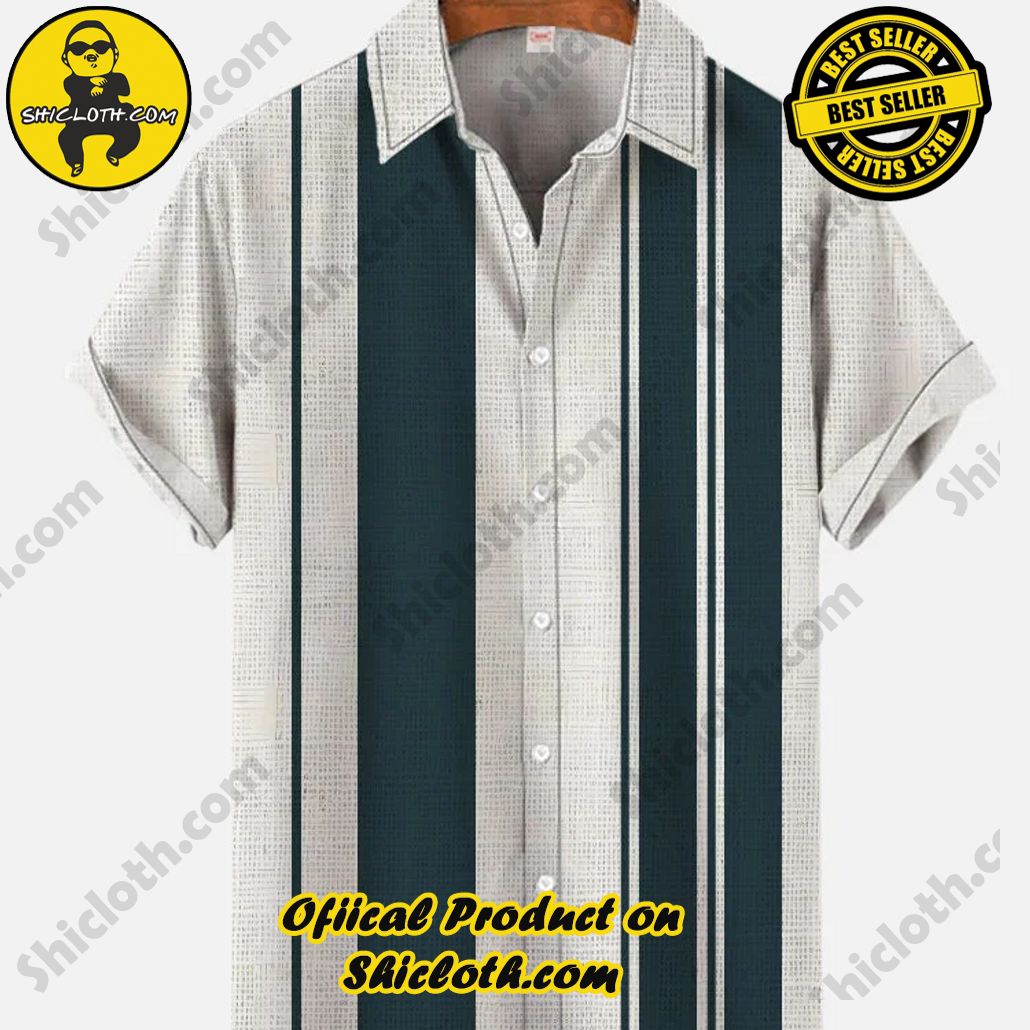 Shicloth's Tropical Elegance: Embrace Summer Vibes with Our Hawaiian Shirt and Shorts Set 68 Vintage Beach Button up Random Vertical Striped Short Sleeve Shirt