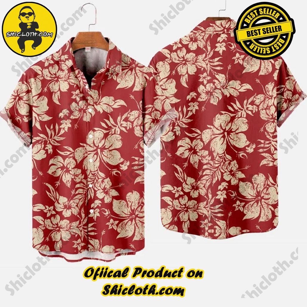 Vintage Casual Red Floral Hawaiian Short Sleeve Shirt Vintage Casual Red Floral Hawaiian Short Sleeve Shirt