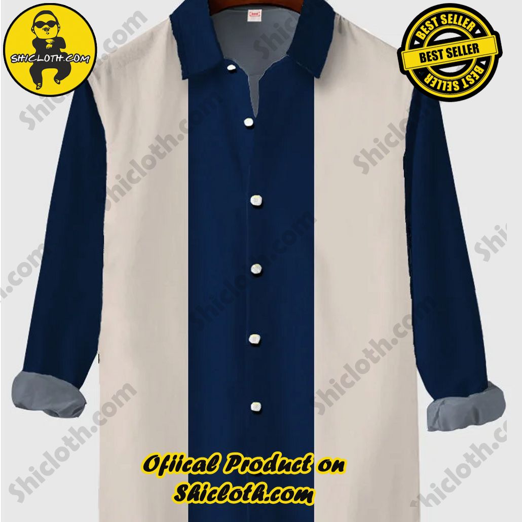 Shiclothshop's Short Sleeve Shirts – Effortless Elegance and Contemporary Comfort 41 Vintage Classic Contrast Color Blue And White Printing Men's Long Sleeve Shirt