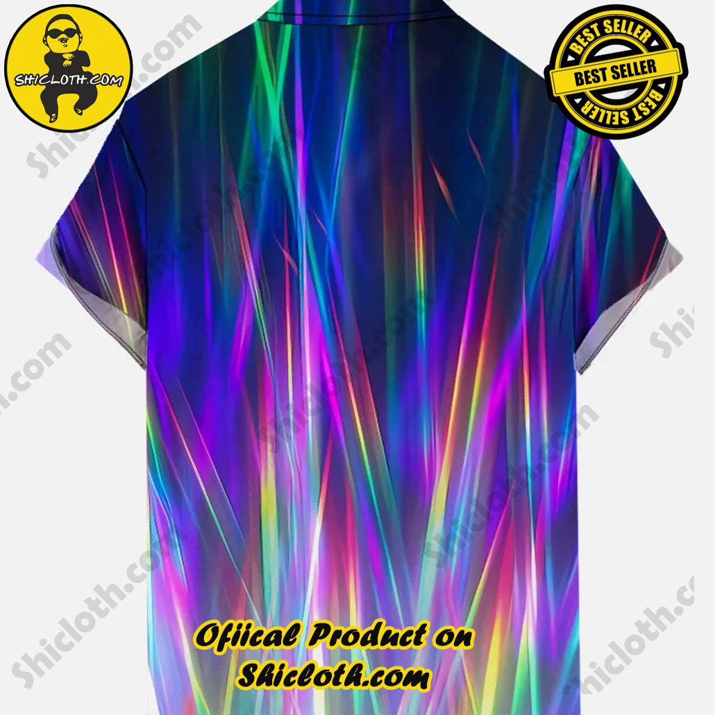 Vintage Disco Psychedelic Gradient Rainbow Neon Light Printing Short Sleeve Shirt Vintage Disco Psychedelic Gradient Rainbow Neon Light Printing Short Sleeve Shirt