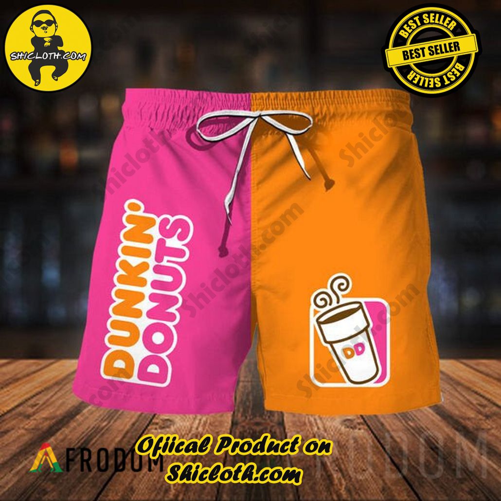 Shicloth's Island Chic: Unleash the Summer Spirit with Our Hawaiian Shirt and Shorts Ensemble 242 Vintage Dunkin' Dunuts Hawaiian Shorts