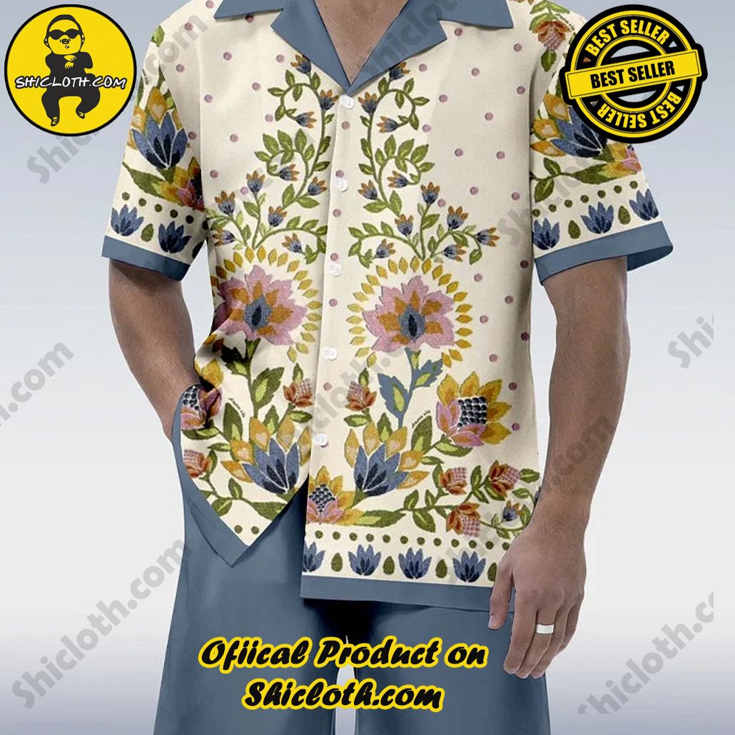 Bare the Breeze: Shiclothshop's Short Sleeve Shirts Unveiled 175 Vintage Floral Printing Hawaiian Cuban Collar Short Sleeve Shirt Set